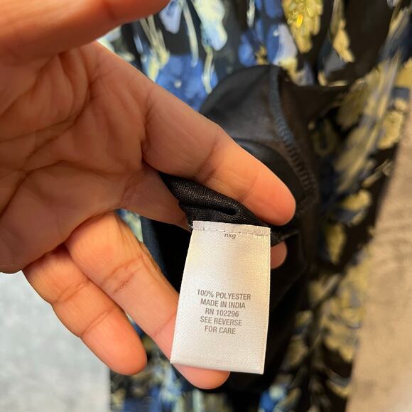 Y2K Vintage Floral Dress Grunge Handkerchief Hem Cowl Neck Lace 90s Fairycore LG - Picture 8 of 9